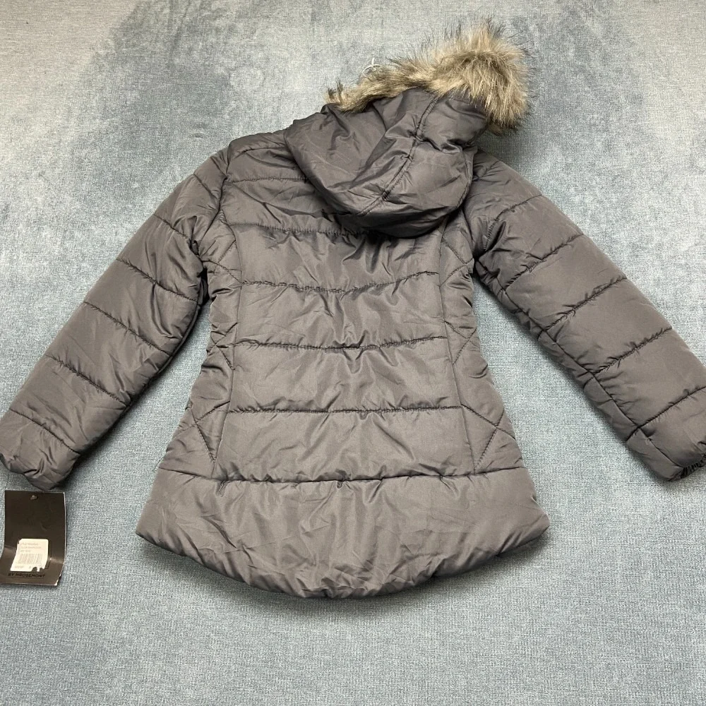 RM 1958 by MRosemont Ashlyn Puffer Jacket Girls 10-12 Black Hooded Faux Fur Trim